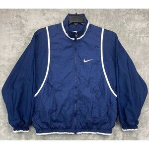 VTG Nike Women's Windbreaker Jacket Size Large‎ Blue Embroidered Lined